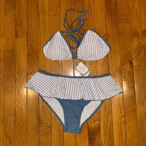 Swimall Striped Blue and White Bikini Set